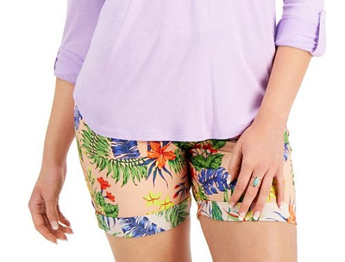 Style & Co Women's Split Neck Roll Tab Sleeve Top Purple Size Medium