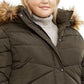 Madden Girl Junior's Plus Faux Fur Trim Hooded Puffer Coat Green Size 3X