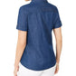 Karen Scott Women's Embroidered Button-Down Top  Blue Size Small