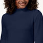 Karen Scott Women's Long Sleeve Mock Neck Cotton Top Blue Size Petite