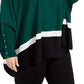 Alfani Women's Plus Colorblock Poncho Green Size 4XL