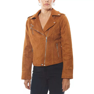 Jou Jou Junior's Faux Suede Moto Jacket Brown Size 1X