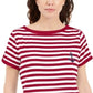Karen Scott Women's Striped Anchor Top Red Size Small