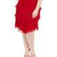 SL Fashions Women's Plus Shift Tiered Chiffon Bling Front Dress Red Size 18W