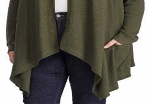 Ralph Lauren Women's Plus Cotton Waffle Knit Cardigan Sweater Green Size 2X