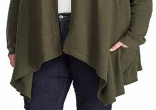 Ralph Lauren Women's Plus Cotton Waffle Knit Cardigan Sweater Green Size 2X