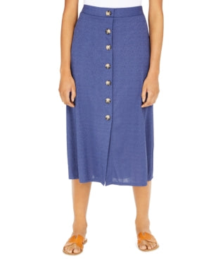 Bcx Women's Juniors' Button-Trimmed MIDI Skirt Blue Size XL