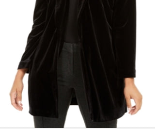 Alfani Women's Velvet Long Jacket Black Size Petite Small