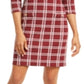 Charter Club Women's Petite Plaid Sheath Dress Wine Size Petite XL
