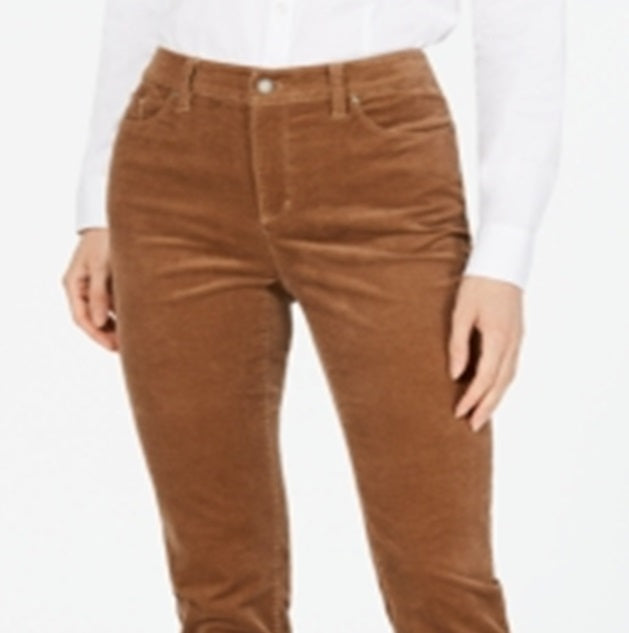 Charter Club Women's Lexington Straight Leg Corduroy Pants Brown Size 12 Petite