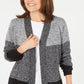 Karen Scott Petite Colorblocked Cardigan Black Size Petite L