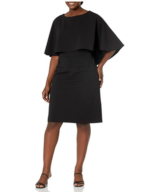 Calvin Klein Women's Plus Size Capelet Sheath Dress Black Size 22W