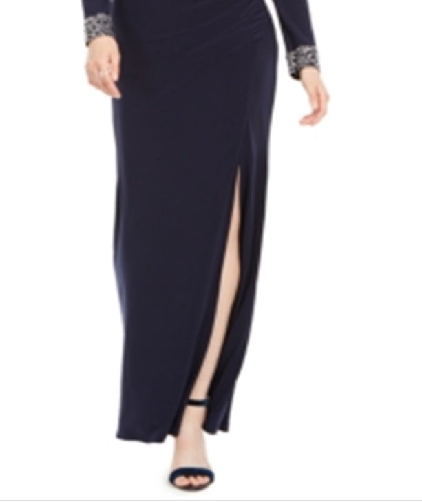 Vince Camuto Women's Long Sleeve Maxi Sheath Dress Blue Size 14