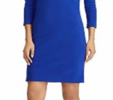 Lauren Ralph Lauren Women's Casual Dresses Button-Accent 3/4 Sleeve Sheath Dress Size 8