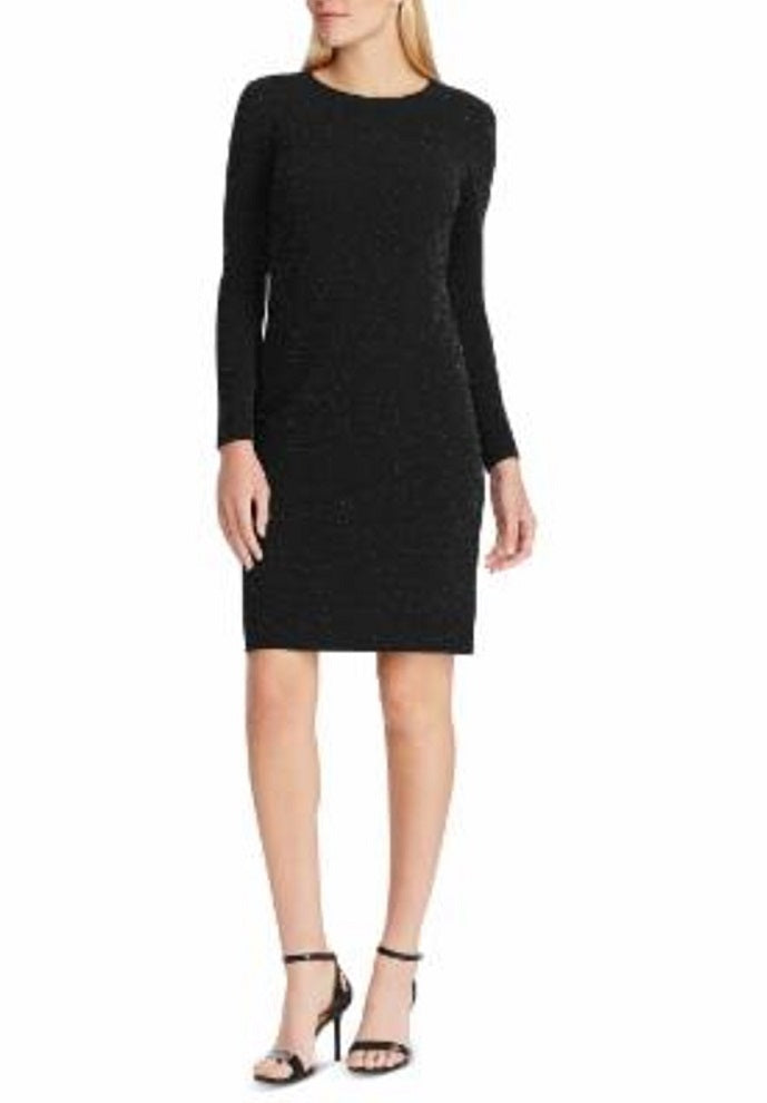Ralph Lauren Womens Long Sleeve Above the Knee Body Con Dress Black Size 2 P