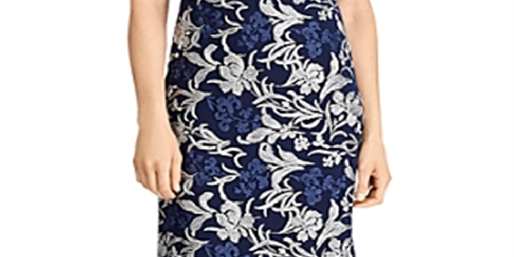 Ralph Lauren Women's Printed Cocktail Mini Dress Navy Size 12