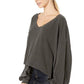 Free People Women's Balloon Sleeve Long Sleeve V Neck Top Gray Size Small