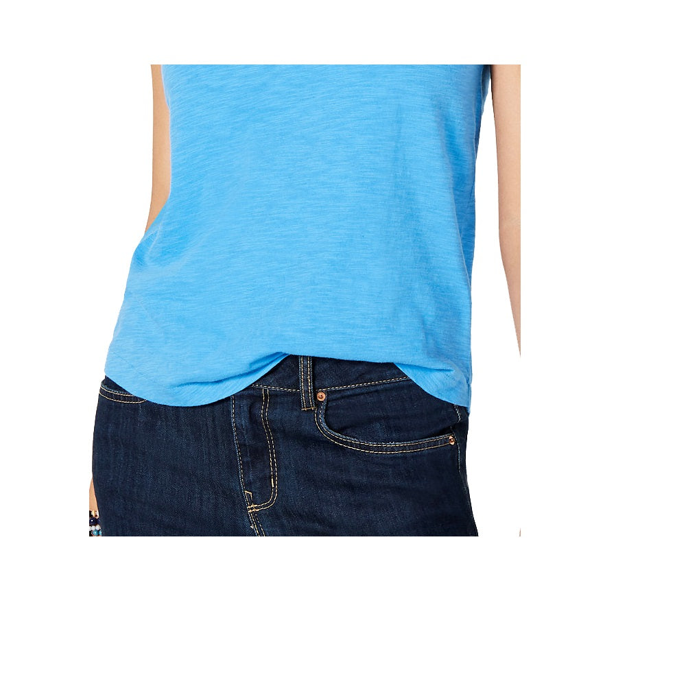 Style & Co Women's V Neck Pocket T-Shirt Blue Size Petite S