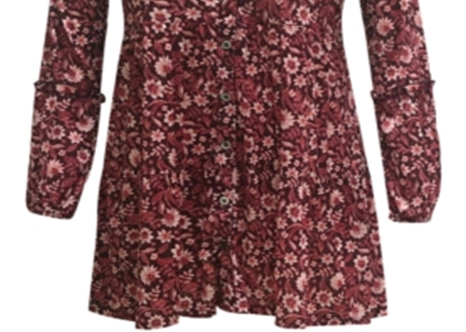 Style & Co Women's Floral Print Tunic Wine Size XX-Large