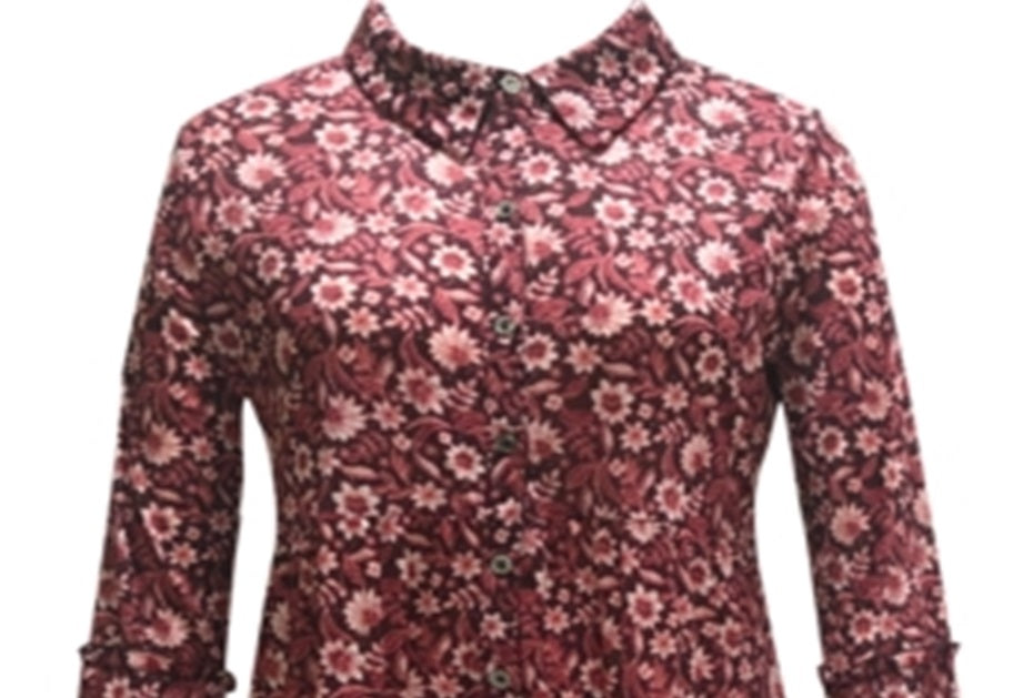 Style & Co Women's Floral Print Tunic Wine Size XX-Large
