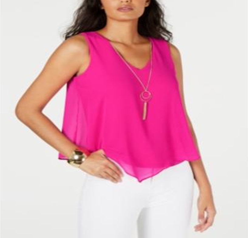 Thalia Sodi Women's Sleeveless Necklace Top Pink Size Medium