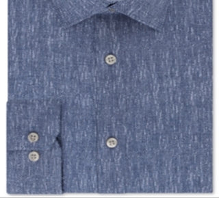 DKNY Men's 17 Button Down Slim Fit Stretch Dress Blue Size X-Large