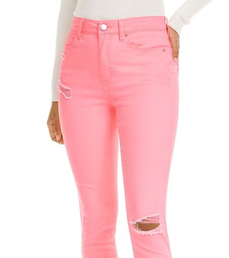 Tinseltown Junior's Neon Wash Skinny Jeans Pink Size 9