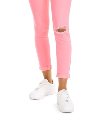 Tinseltown Junior's Neon Wash Skinny Jeans Pink Size 9