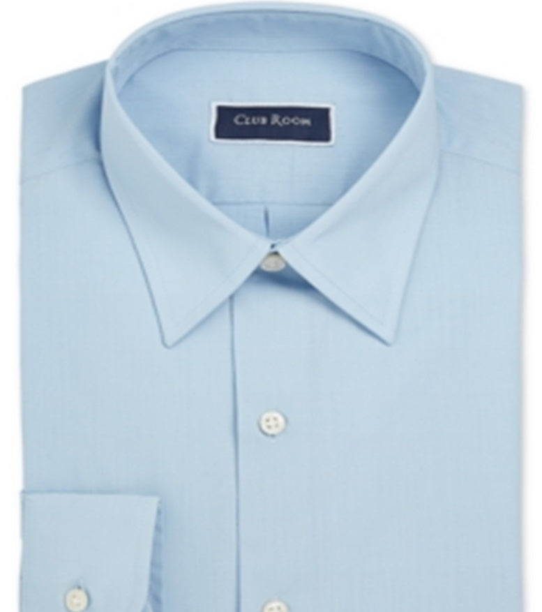 Club Room Men's Classic Regular Fit Solid Dress Shirt Blue Size 32-33