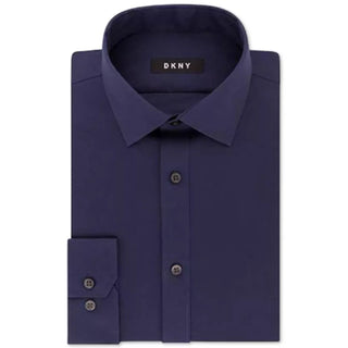 Dkny Men's Slim-Fit Performance Stretch Solid Dress Shirt Blue Size 15 32/33