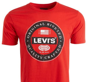Levi's Men's Circular Logo T-Shirt Red Size Medium