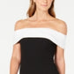 Calvin Klein  Women's  Off-the-Shoulder Color Block Sheath Dress Black Size 6