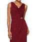 Alex Evenings Women's Embellished Glitter Sleeveless Cowl Neck Full Length Formal Sheath Dress Wine Size 14 Petite