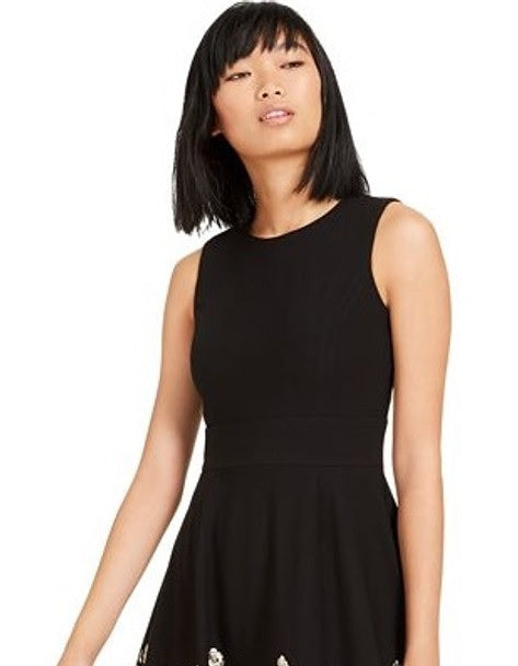 Calvin Klein Women's Embroidered a Line Dress Black Size 2