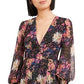 Bar III Women's Confetti Printed Blouson-Sleeve Dress Black Size 2XL