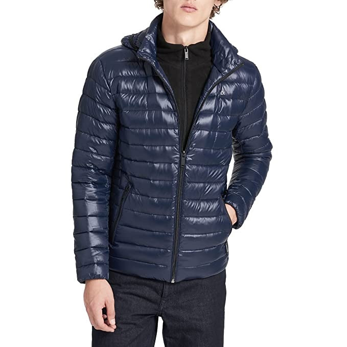 Calvin Klein Men's Winter Slim Fit Down Coat Blue Size Small