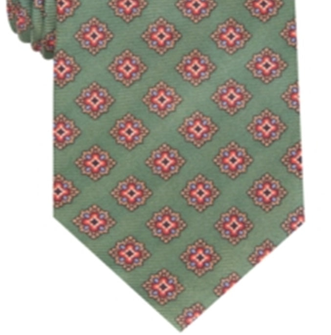 Tasso Elba Men's Luciano Medallion Silk Neck Tie Green Size Regular