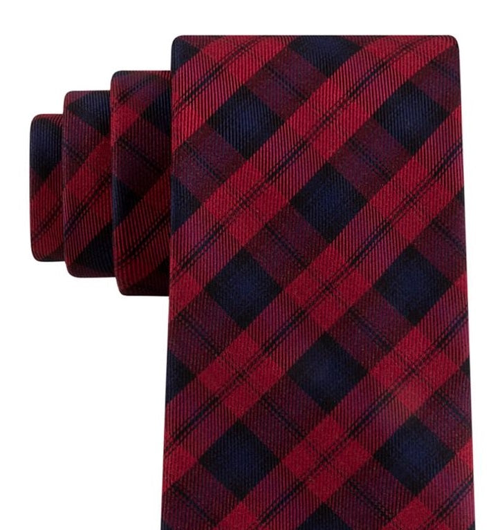 Tommy Hilfiger Men's Silk Plaid Neck Tie Red One Size