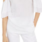 Michael Kors Women's Flounce Sleeve Cold Shoulder Top White Size M