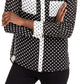 INC Women's Colorblock Polka Dot Button-Down Top Black Size Large