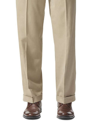 Dockers Men's Comfort Relaxed Pleated Cuffed Fit Khaki Stretch Pants Brown Size 40X30