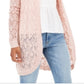 American Rag Junior's Crochet Open Front Cardigan Pink Size Medium