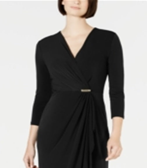 Charter Club Women's  Hardware Faux-Wrap Dress  Black Size XL