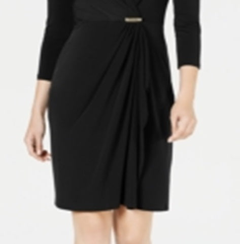 Charter Club Women's  Hardware Faux-Wrap Dress  Black Size XL