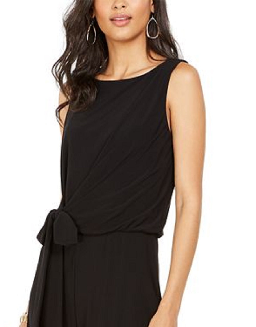 MSK Women's Tie Waist Wide Leg Jumpsuit Black Size Petite L