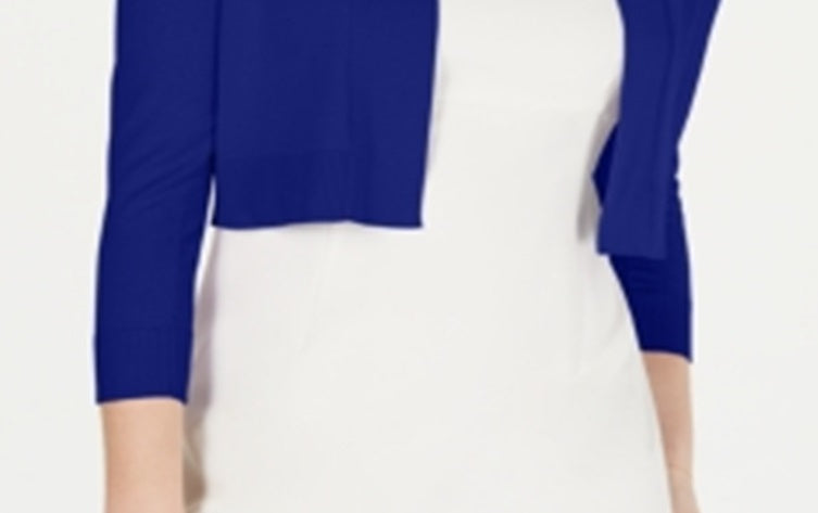 Calvin Klein Womens Solid Cardigan Sweater  Blue Size M