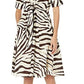 Ralph Lauren Women's Tie Waist Animal Print Short Sleeve V Neck Knee Length Sheath Dress Brown Size 16