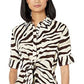Ralph Lauren Women's Tie Waist Animal Print Short Sleeve V Neck Knee Length Sheath Dress Brown Size 16