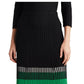 Ralph Lauren Women's Ribbed Color Block Below the Knee Wear to Work a Line Skirt Black Size XX-Large