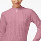 Karen Scott Women's  Button-Trim Mock-Neck Sweater Pink Size XS